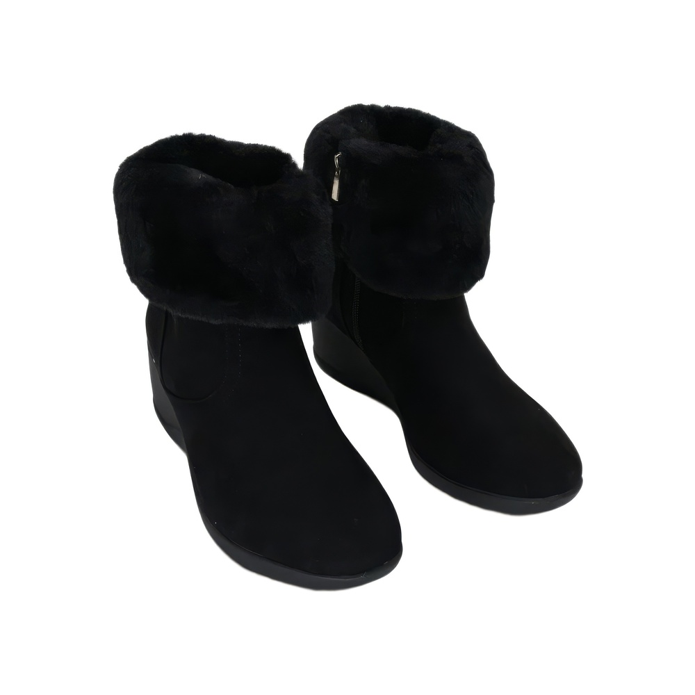 Jones New York Womens Carlyta Black Faux Fur Wedge Ankle Boots Size 9M